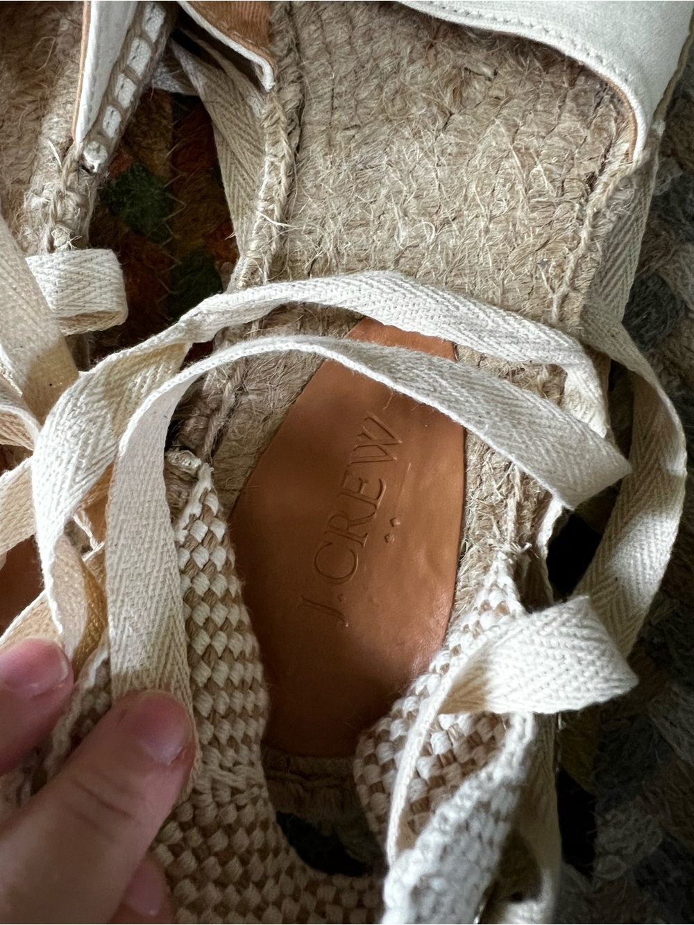 J. Crew Women’s Cream Canvas Espadrille Lace-Up Sandals - Picture 3 of 14